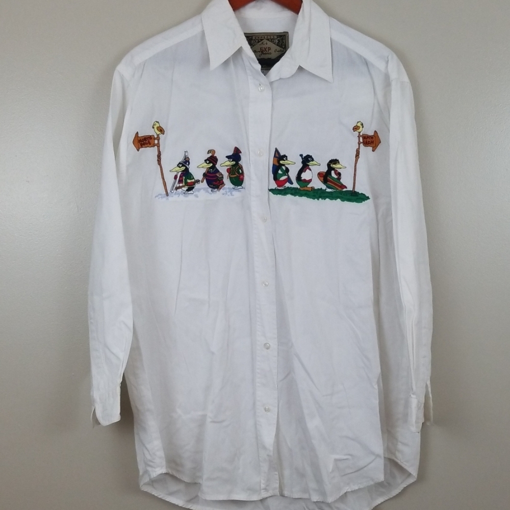 Express Jean's Mens White Button Up Shirt Small